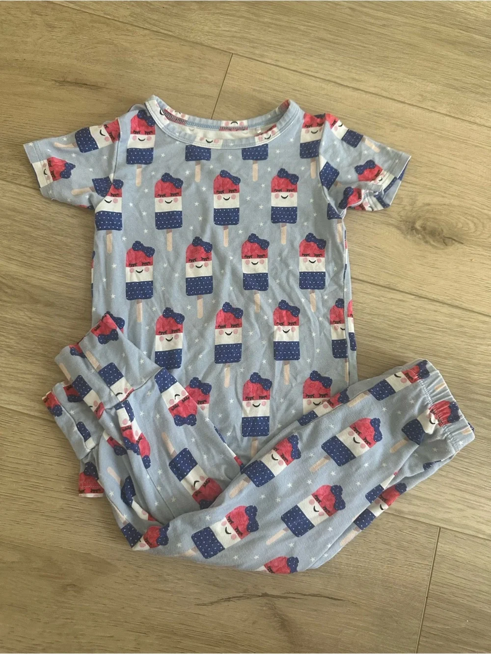 Light Blue Kids Ice Cream Print Pajama Set